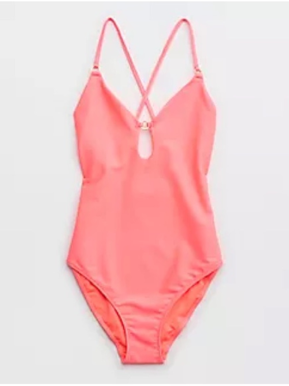 aerie Coral Pink One-Piece Swimsuit with Crisscross Straps